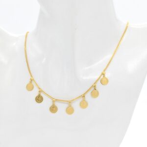 21K 7-Stationed Coin Necklace 17-17.5"