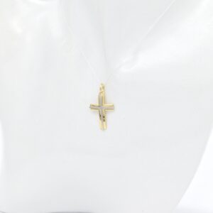 18K Two-Tone Cross Pendant