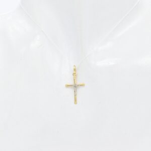 18K Two Tone Cross Pendant