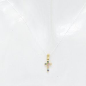 18K Colorful Cross Pendant
