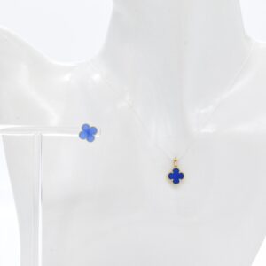 18K 10 mm Blue Clover Set