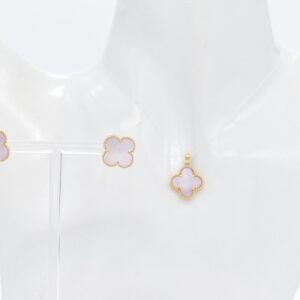 18K 15mm Pinkish MOP Clover Set