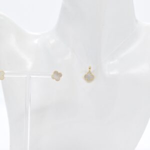 18K 10 mm White MOP Clover Set