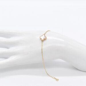 18K 10 mm White Mother of Pearl Clover Bracelet