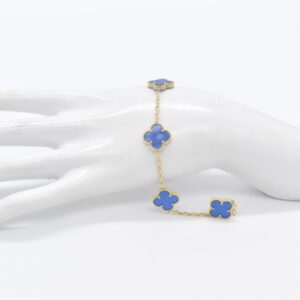 18K 15 mm Blue 5 Clover Bracelet