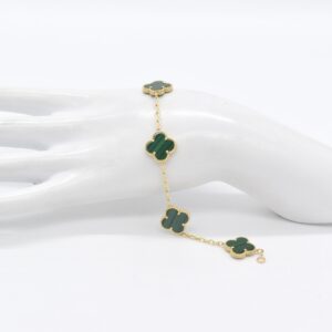 18K 15 mm Green 5 Clover Bracelet