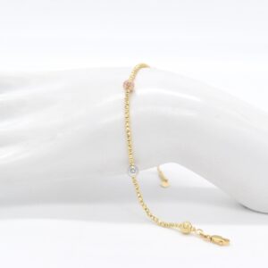 18K Tricolour Diacut Stationed Beads Bracelet