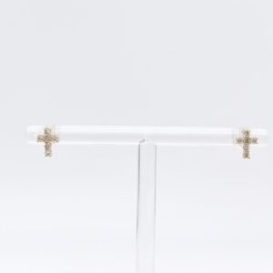 18K Cross Diamond Stud Earrings
