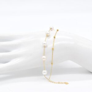 18K Stylish Beads and Pearl Bracelet