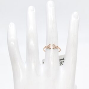 18K Double T-Ring with Natural Diamonds