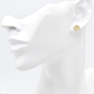 18K CZ Clover Stud Earrings