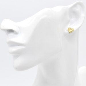 18K Textured Heart Stud Earrings