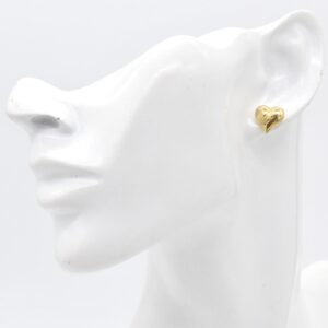 18K Textured Puff Heart Earrings