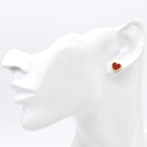18K Red Heart Stud Earrings