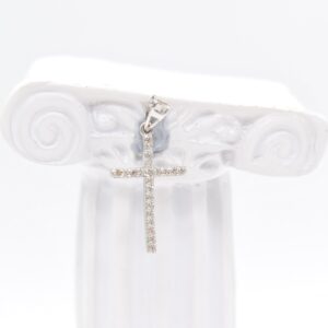 18K WG Cubic Zirconia Cross Pendant