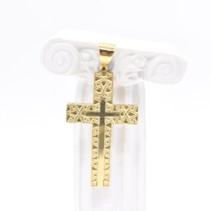 18K Texture Nugget-Style Cross Pendant