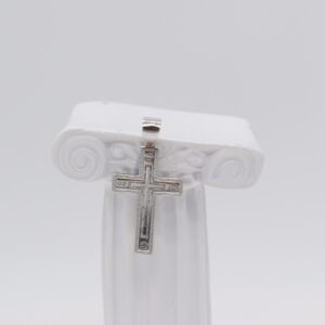 18K WG Grooved Cross Pendant