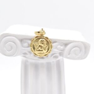 18K 12 mm Gold Angel Pendant