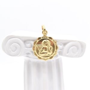 18K 15 mm Gold Angel Pendant
