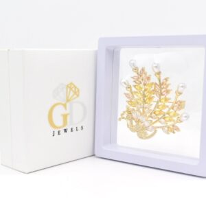 Phoenix CZ Shell Pearl Brass Brooch