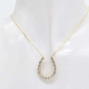 18K U-Shaped Necklace with CZ Stones