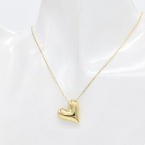 18K Puff Heart Necklace-Medium