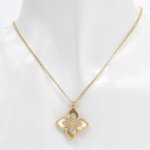 18K R.C. Flower Necklace with CZ Stones