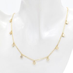 18K Dangling Stationed Mother of Pearl Clover Necklace
