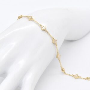 18K 5 mm White Mother of Pearl Stationed Bracelet
