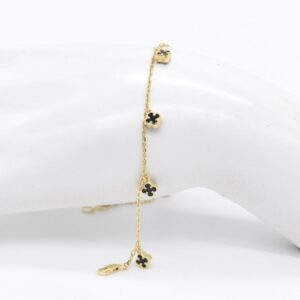 18K 5 mm Black Dangling Stationed Bracelet