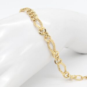18K Stylish Cuban and Oval Link Bracelet