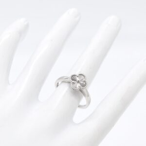 18K White Gold Clover Ring — Fits Size 7.5–7.75