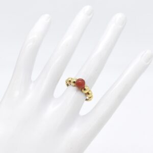18K Bubble Ring with Red Agate — Size 5.5