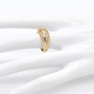 18K Domes Ring with CZ Stones — Size 7