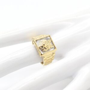 18K Two‑Tone Wolf Design Ring — US Size 10