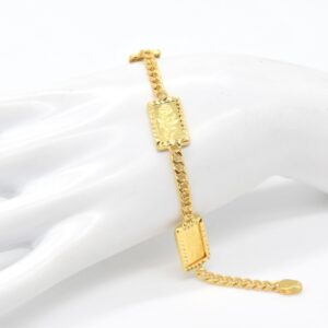 21K + 24K Gold Bar (1g) Flower Bracelet - 7"