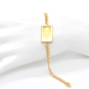 21K + 24K Gold Bar (2.5g) Flower Bracelet — 7″