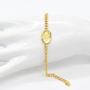 21K + 24K Gold Bar (1g) Oval Flower Bracelet — 7"