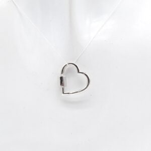 18K White Gold Heart-Shaped Carabiner Lock Charm Pendant