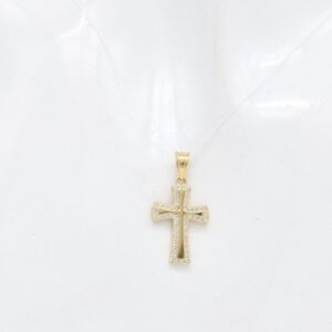 18K Gold Pave Border Sparkling Cross Pendant