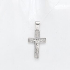 18K Sleek Textured Crucifix Pendant