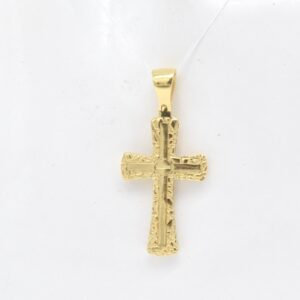 18K Textured Tiered Cross Pendant