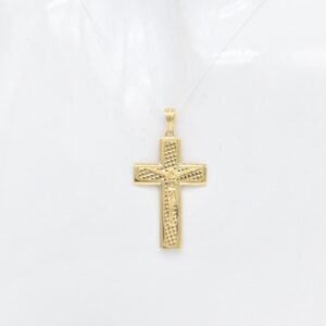 18K Crucifix Pendant with Textured Backing
