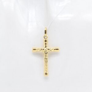 18K Textured Nugget Crucifix Pendant