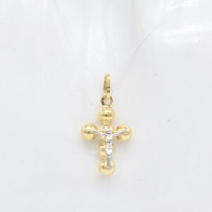 18K Two-Tone Beaded Crucifix Pendant