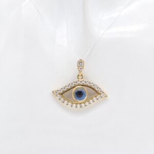 18K Sparkling Pave Evil Eye Protection Pendant