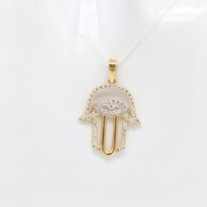 18K Hamsa Evil Eye Pendant