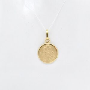18K Madonna and Child Medallion Pendant