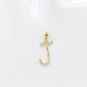 18K J Initial Charm Pendant