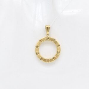 18K Iconic Gold Screw-Motif Circle Pendant